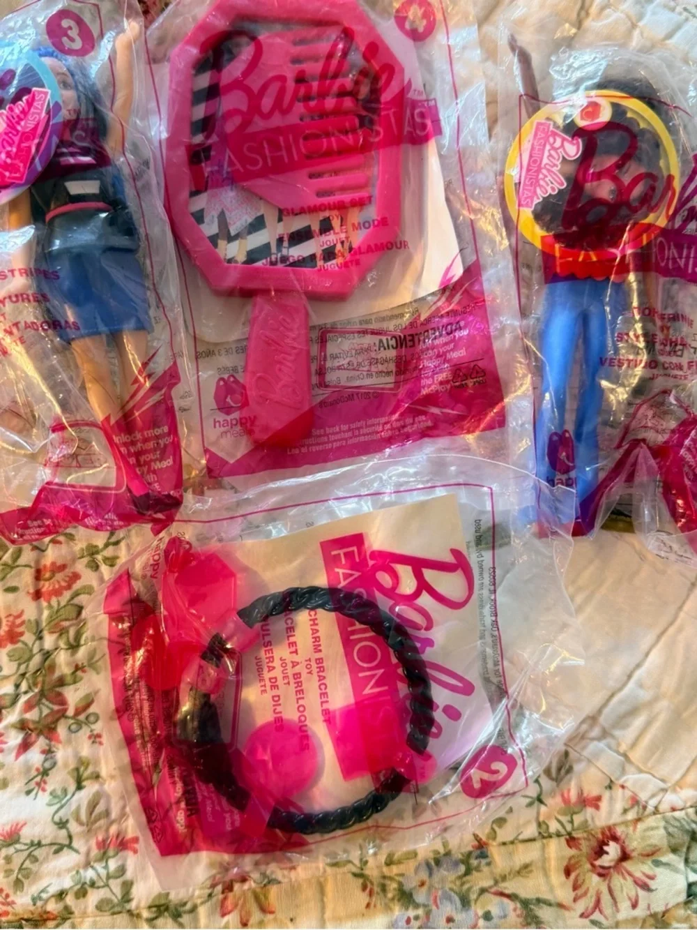Mattel Barbie 2017 McDonald's Toy Set Lot of 4 Dolls & Accessories, Ages 3-7